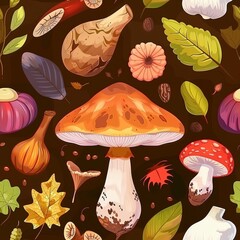 seamless background with mushrooms