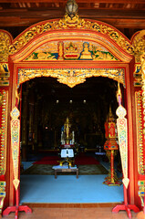 Ancient Phra Si Ariya Mettrai or Metteyya antique buddha statues for thai people travelers travel...