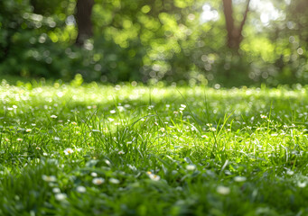 Naklejka premium a sunny green lawn background
