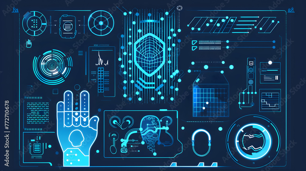 Poster biometric security network backgrounds. generative ai.