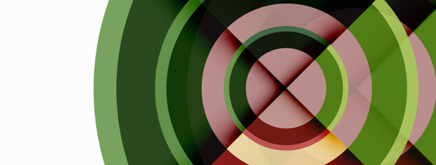 Circles with shadows trendy minimal geometric composition abstract background