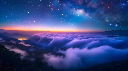 Naklejka premium natural scenery with a beautiful night sky