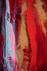 Fragment of multicolored texture painting. Abstract art background. oil on canvas. - 772713249