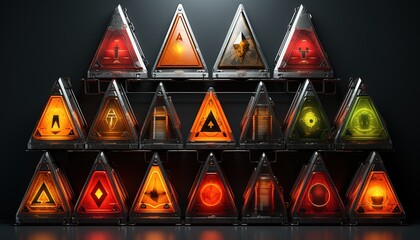 A set of universal hazard warning symbols