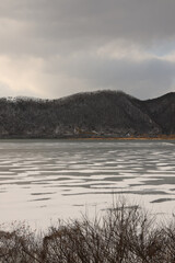 lake nature clouds landscape winter tranquility