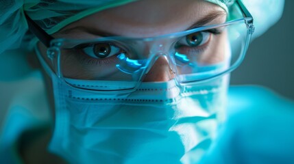 Close view of a surgeon's eyes, showcasing the intensity and precision required in a surgical environment