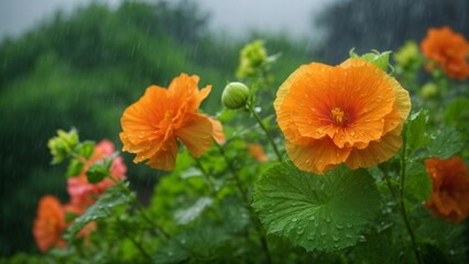 Obraz premium Alcea Flowers Close Up Macro View 
