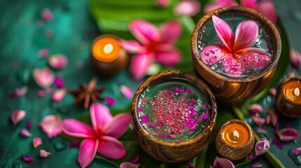 Creams, lotions, products, equipment for skin care female beauty nature background