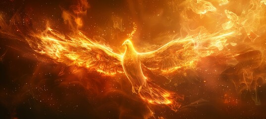 Phoenix mystical immortal bird. Mythology creature culture concept. Generative AI technology.	
