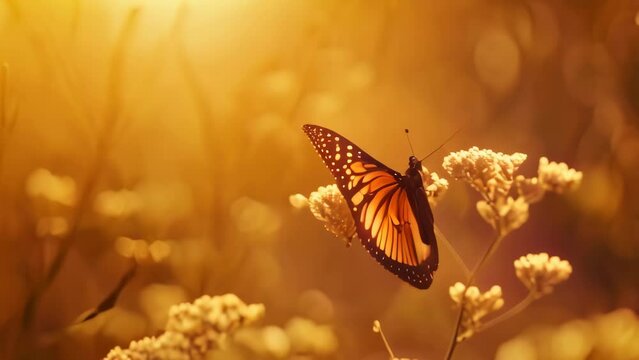 closeup butterfly with bokeh background. 4k video animation