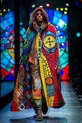 Witness the fusion of tradition and modernity as Christian symbols are reimagined in bold new ways on the runway of our pop art fashion show, high resolution DSLR