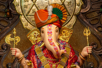 Ganapati idols in Ganesh Chaturthi Pune, Maharashtra, India - obrazy, fototapety, plakaty