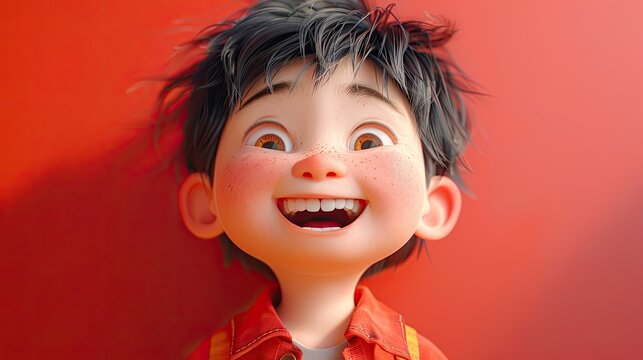 A boy's hearty laugh at a cartoon
