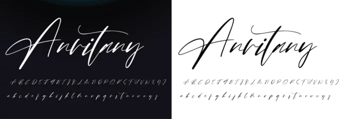 Fotobehang  Signature Font Calligraphy Logotype Script Brush Font Type Font lettering handwritten © hamzer