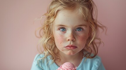 A toddler's look of sadness over a spilled ice cream - obrazy, fototapety, plakaty