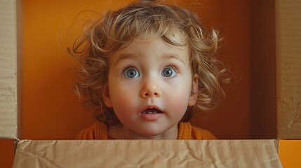 A toddler's look of surprise at a jack-in-the-box