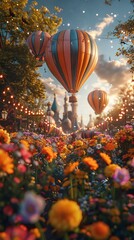 Fototapeta premium a lively Balloon, colorful scene Spark curiosity and excitement