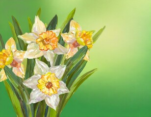 Bouquet of daffodils with space for text