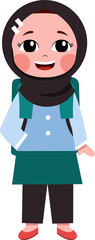 Cute hijab girl.  Character moslem girl hijab. Cute girl cartoon with hijab.