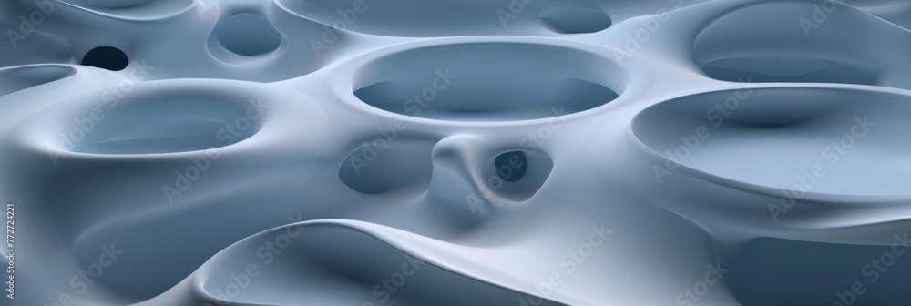 Poster detailed close-up of a pattern of various white objects against a neutral background