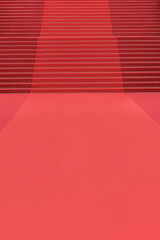 Red carpet on stairs for celebrities