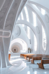 Interior of a white color modern design church
