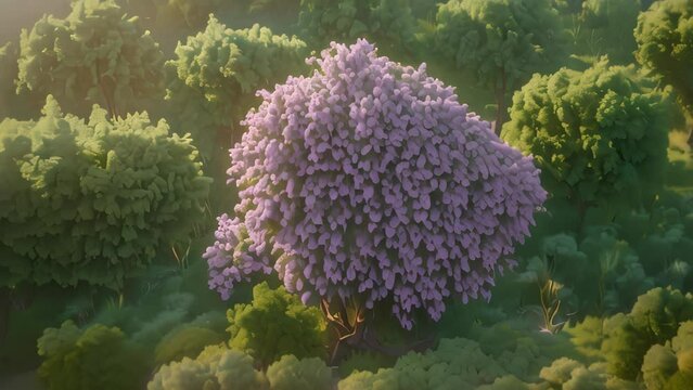 Lilac blossom tree in spring garden. 4k video animation