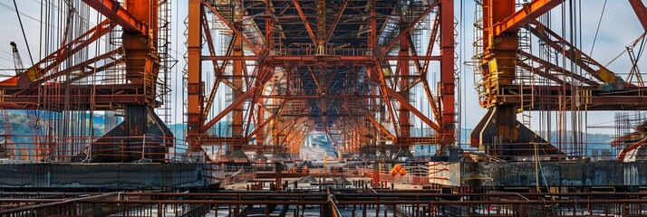 The skeleton of a future bridge emerges, marking the intersection of human ambition and architectural marvel