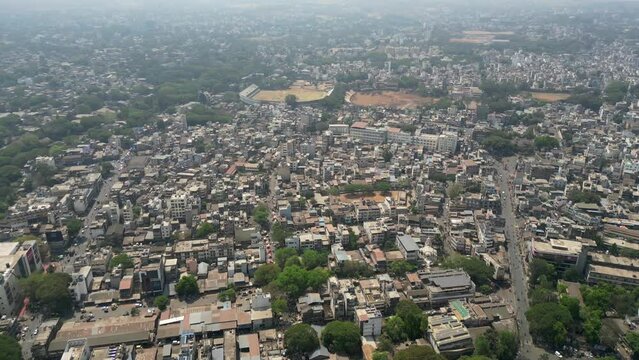 kolhapur city bird eye view in drone shot Maharashtra