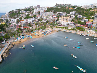 Aerial Horizontal View of Playa Manzanillo, Acapulco