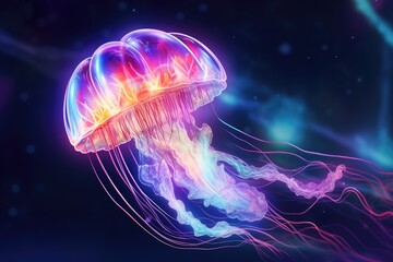 Glitter of the Sea: Jellyfish with Bioluminescent Effect