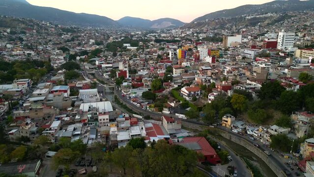 Drone Flight Advancing Along an Avenue in Chilpancingo's Neighborhoods