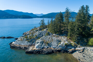 Aerial shot of Whytecliff Park in West Vancouver, British Columbia.