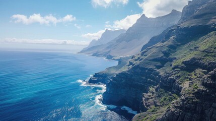 A stunning vista of mountains meeting the ocean