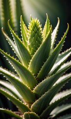 A compelling portrait capturing the radiant beauty and natural glow of an Aloe Vera plant
