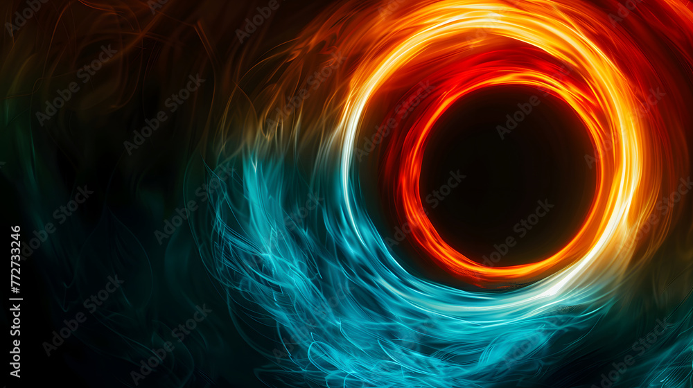 Poster a colorful abstract painting of a circle with a black background. the circle is surrounded by splatt