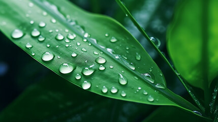 Fresh Water on the Tropical leaves