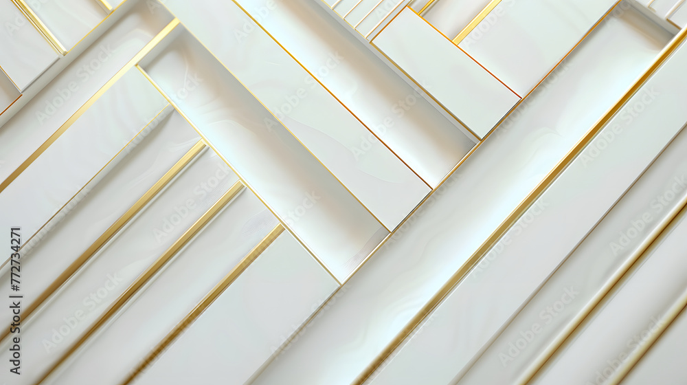 Poster a white background with gold stripes. the stripes are arranged in a zigzag pattern, creating a sense