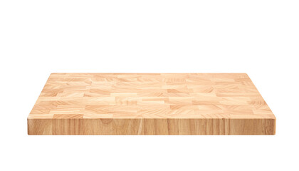 Selective focus.end grain wood chopping board top with png