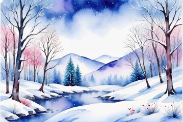 Watercolor Winter Snowy Backgrounds