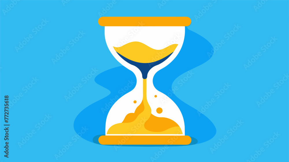 Aufkleber an hourglass filled with sand but with an irregular and constantly changing flow indicating the stru