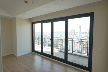 Modern building with tinted windows. Urban architecture