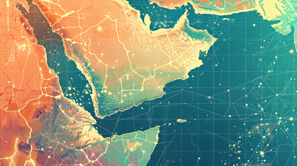 Digital map of Saudi Arabia. generative ai.