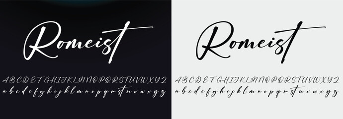 signature Font Calligraphy Logotype Script Brush Font Type Font lettering handwritten - obrazy, fototapety, plakaty