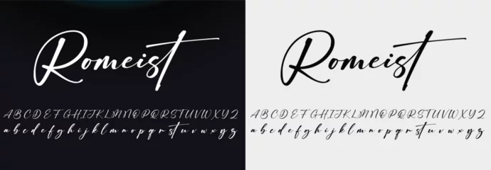 Fotobehang signature Font Calligraphy Logotype Script Brush Font Type Font lettering handwritten © sayka