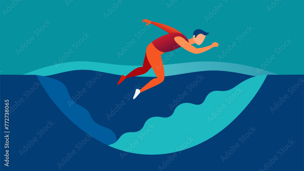 Poster an illustration of a person diving into a deep pool of water representing the deep dive into the dep