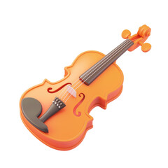 Fototapeta na wymiar Soft orange violin with a flat design aesthetic and minimalistic approach, 3D rendered and isolated for music themes