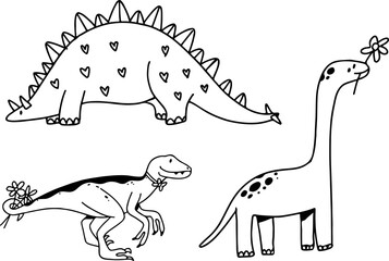 cute dinosaur doodle set