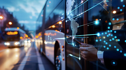Global business internet network connection iot internet of things business intelligence concept bus. generative ai.