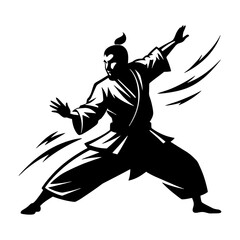 Dynamic Aikido Master in Silhouette